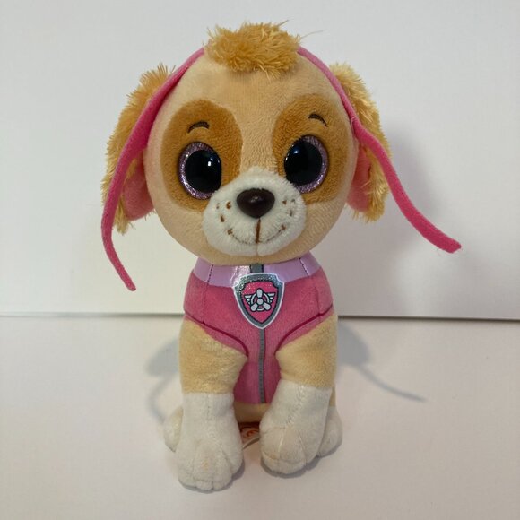 Ty Beanie Boos Skye Paw Patrol Dog 6" Stuffed Plush Toy 2017 Pink Eyes - Picture 1 of 8